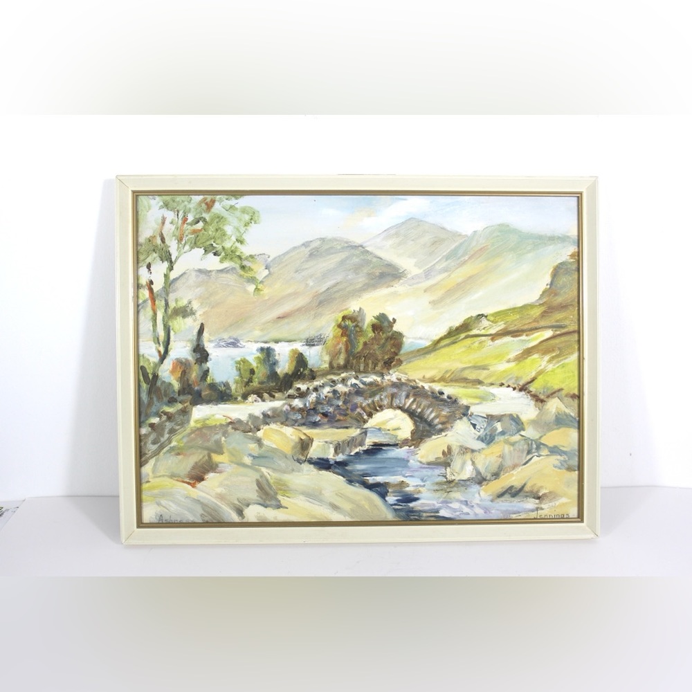 1950’s-60’s Vintage Original Landscape Painting Ashness Bridge Keswick England
